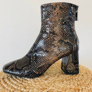 Zara Brown and Black Snakeskin Ankle Boots